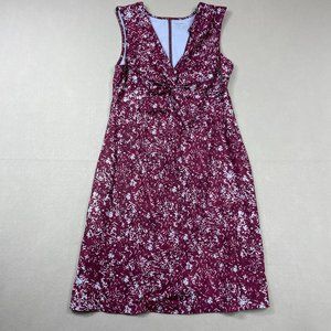 Eddie Bauer Travex Vneck Dress Size S Purple Knotted Bodice Travel Summer